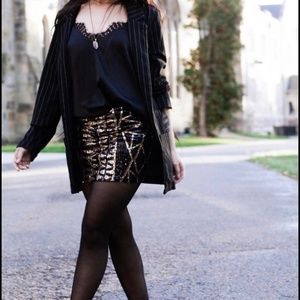Crystal K - gold and black sequin mini skirt -